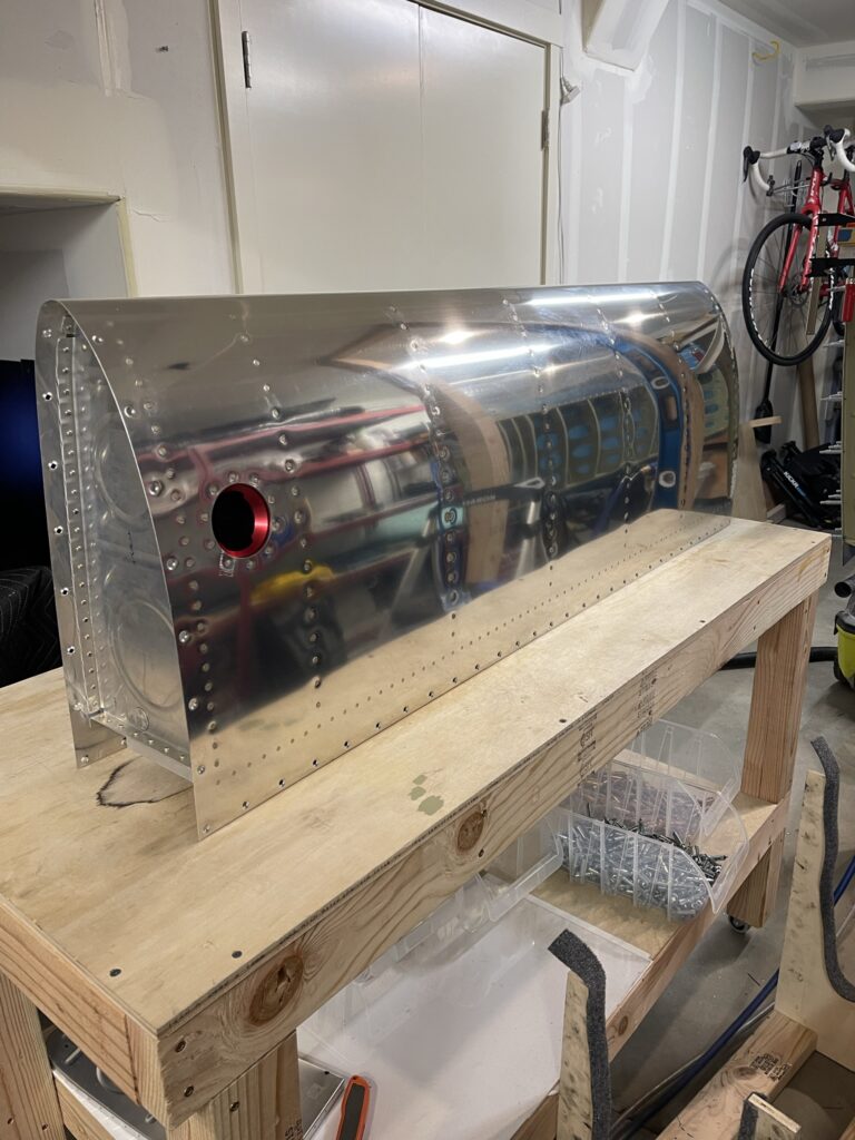 Finished fuel tank on work bench